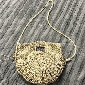 Chic Cream Woven Crossbody Bag